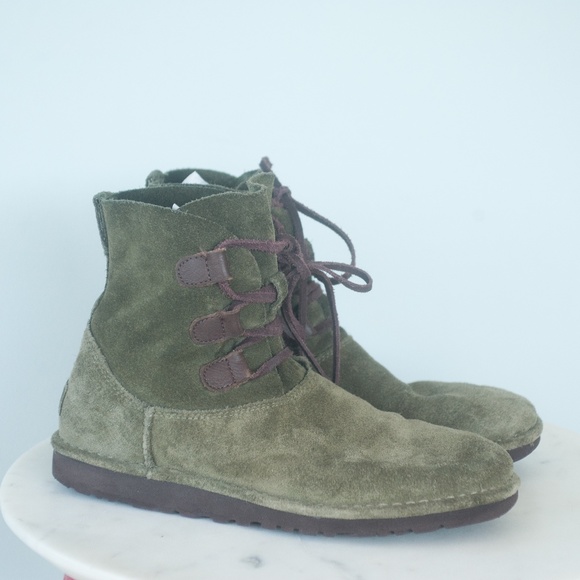 UGG Elvi Olive Green Classic Suede Harness Boots - Picture 5 of 12